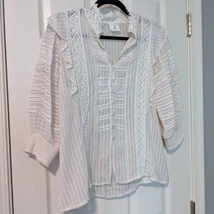 By Together Collection Size Medium Off White Beige Blouse